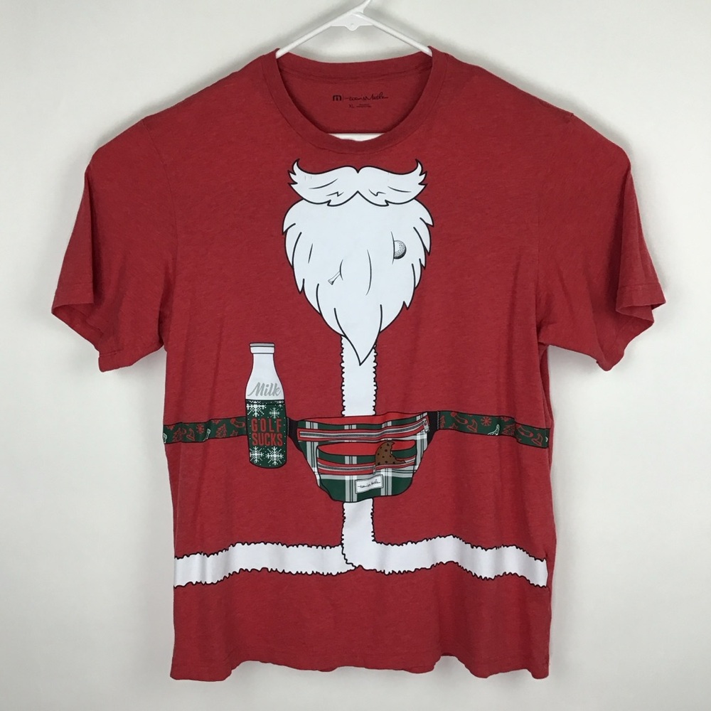 Travis Mathew Christmas Santa Claus men’s short sleeve graphic tee shirt XL